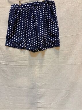 Navy Polka Dot Women’s Elastic-Waist Shorts with pockets on each side